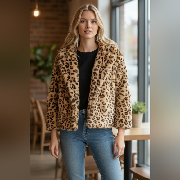 Forever 21 Jackets & Blazers - Forever 21 Leopard Faux Fur Jacket - Tan & Black